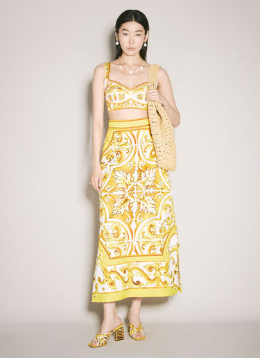 Dolce & Gabbana Brocade 锡釉陶印花半身裙 黄色 dol0257006
