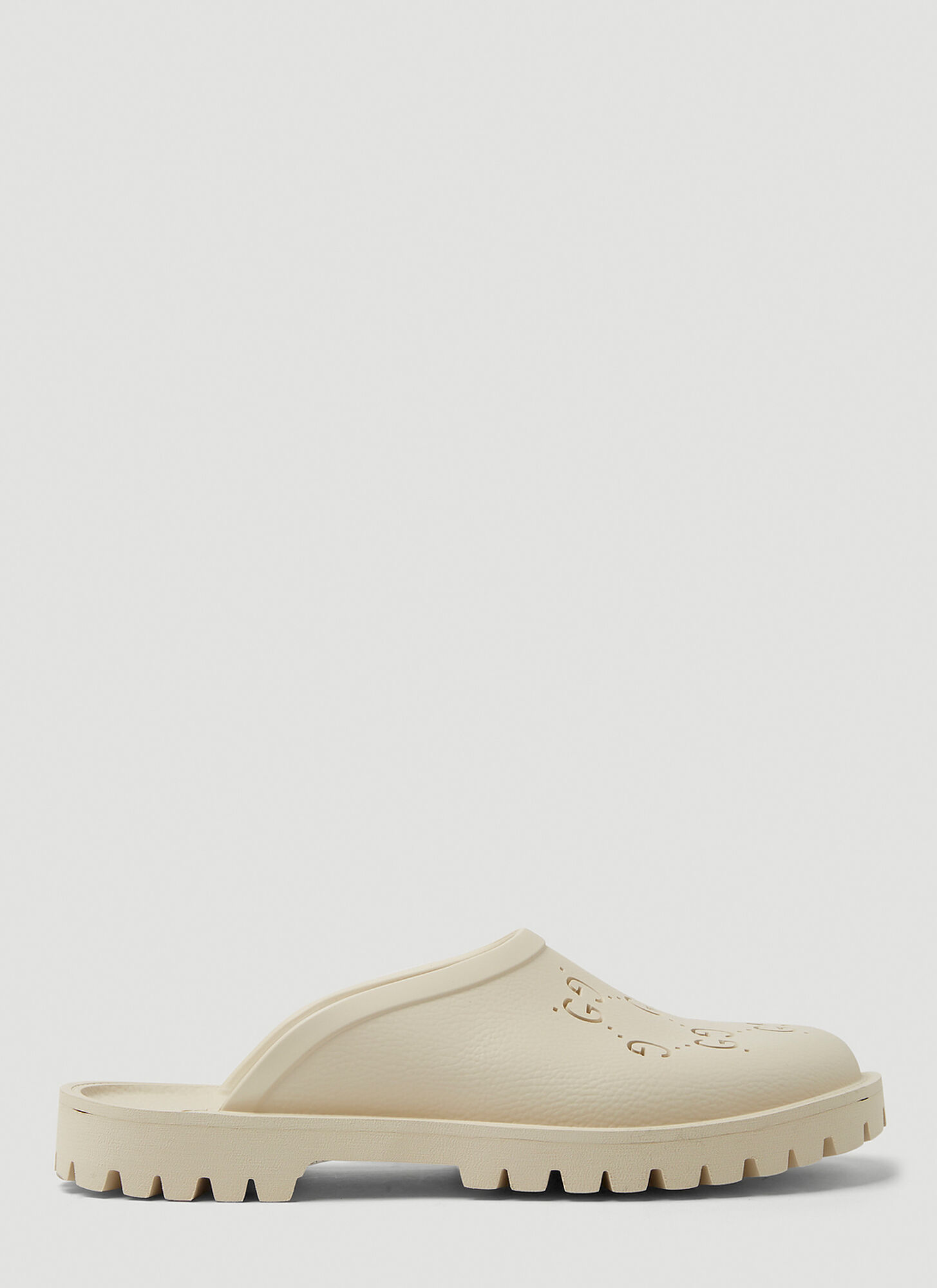 Shop Gucci Perforated G Low Clogs In White