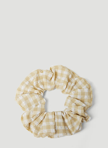 GANNI Check Seersucker Scrunchie Beige gan0253084