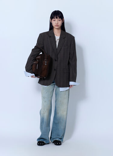 LN-CC® - Acne Studios: Checked Wool Blazer - Brown Acne Studios Checked Wool Blazer Brown acn0265070