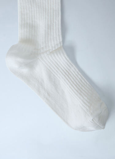 MM6 Maison Margiela Ribbed Knit Knee-High Socks White mmm0264013