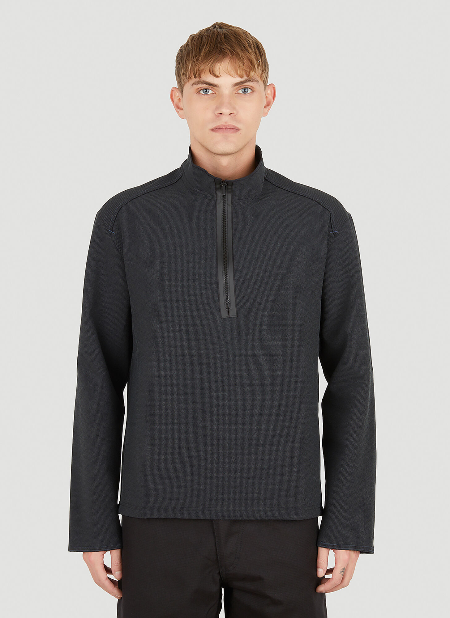 Affxwrks Transit Half-zip Nylon-blend Sweater In Black