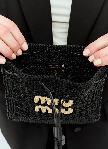 Miu Miu Woven-Fabric Mini Shoulder Bag Black miu0256027