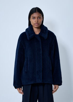 Max Mara Wool-And-Silk-Blend Coat Navy max0263020