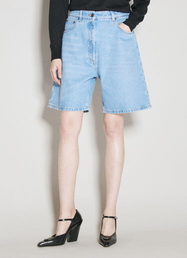 Prada Five Pocket Denim Bermuda Shorts Blue pra0256014