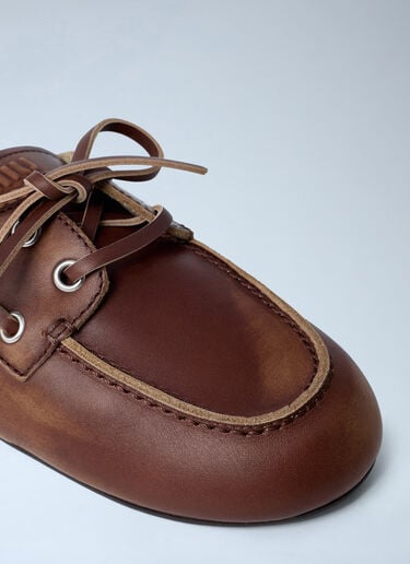Leather Lace-Up Mules Miu Miu Leather Lace-Up Mules Brown miu0263031