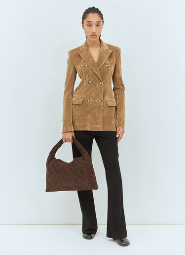 Bottega Veneta Large Hop Suede Shoulder Bag Brown bov0258019