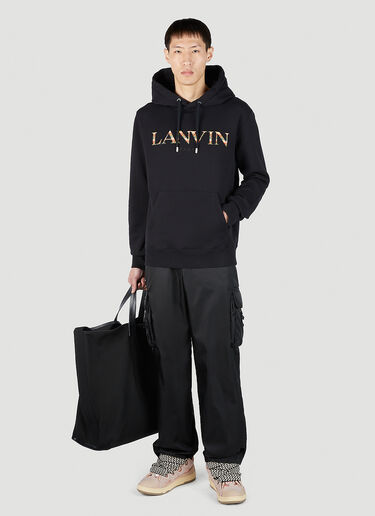 Lanvin フリース ロゴフードスウェットシャツ ブラック lnv0151004