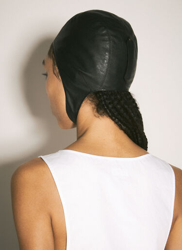 Saint Laurent Leather Aviator Hat Black sla0256028