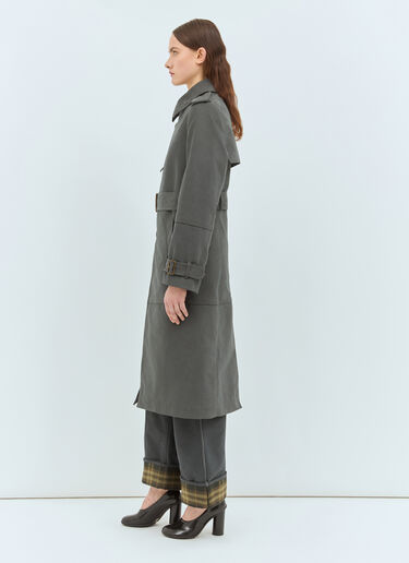 Burberry Long Cotton Nylon Trench Coat Grey bur0258003