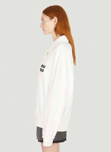 Distressed Logo Sweatshirt Miu Miu Distressed Logo Sweatshirt White miu0251001