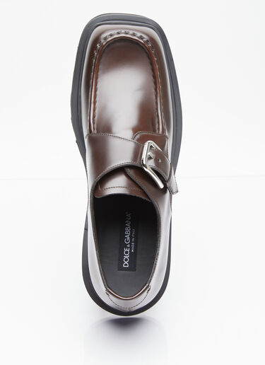 Dolce & Gabbana Brushed Leather Monkstrap Shoes Brown dol0153009