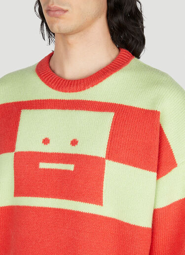 Acne Studios Face Logo Striped Sweater Red acn0351007