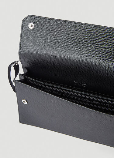Prada Saffiano Leather Phone Crossbody Bag Black pra0145043