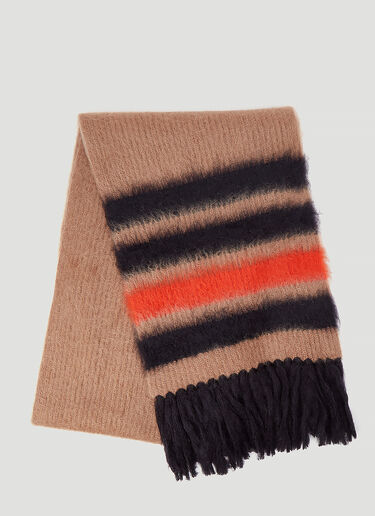 Burberry Striped-Knit Mohair Scarf Beige bur0243032