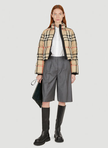 Burberry Checked Puffer Jacket Beige bur0251033