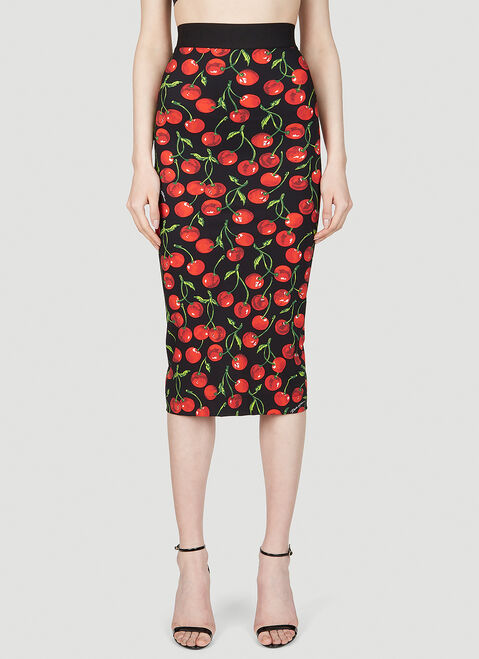 Dolce & Gabbana Cherry Pencil Skirt Black dol0253010