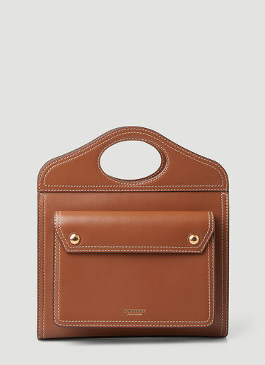 Burberry 탑스티치 포켓 핸드백 브라운 bur0247080