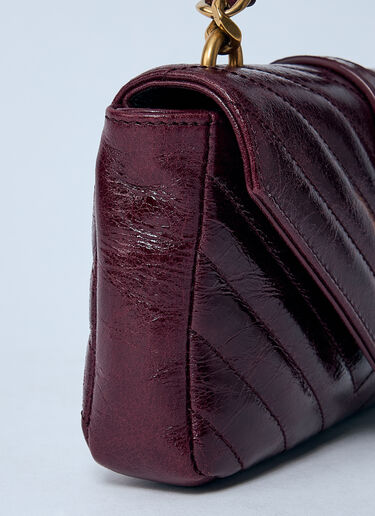 Saint Laurent 迷你学院风链条单肩包 酒红色 sla0259119