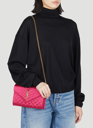 Saint Laurent Matelassé Envelope Chain Wallet Pink sla0252064