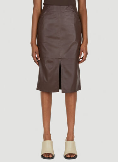 Max Mara Corsica Leather Skirt Brown max0249010