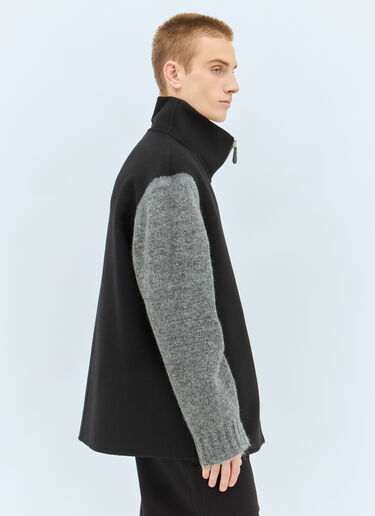 Jil Sander Knit-Sleeves Wool Jacket Black jil0157002