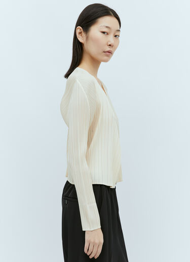 Pleats Please Issey Miyake Pleated Cardigan Beige plp0255014