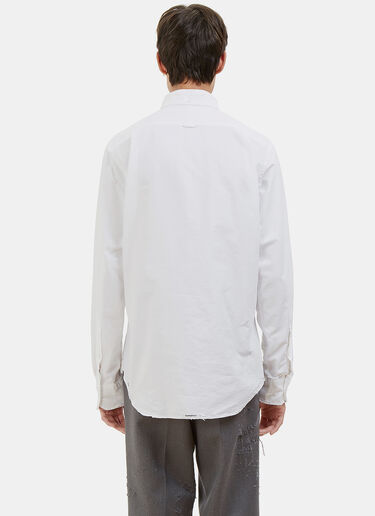 Thom Browne Phase 3 Distressed Pointed Collar Oxford Shirt White thb0126008