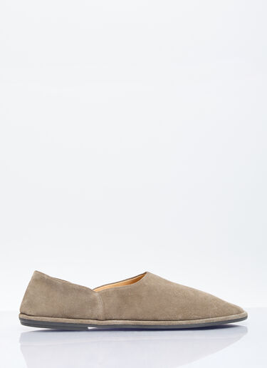 The Row Canal Suede Slip-On Shoes Khaki row0156015