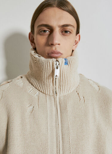 パッド入りディストレス加工ニットカーディガン Maison Mihara Yasuhiro パッド入りディストレス加工ニットカーディガン ベージュ mmy0154002