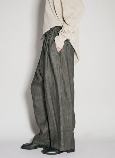 Drawstring Linen Pants Yohji Yamamoto Drawstring Linen Pants Grey yoy0156003