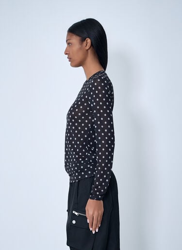 GANNI Printed Sheer Top Black gan0263023