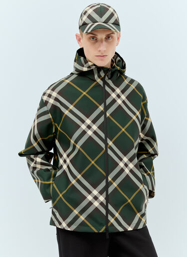 Burberry Hooded Check Jacket Green bur0155030