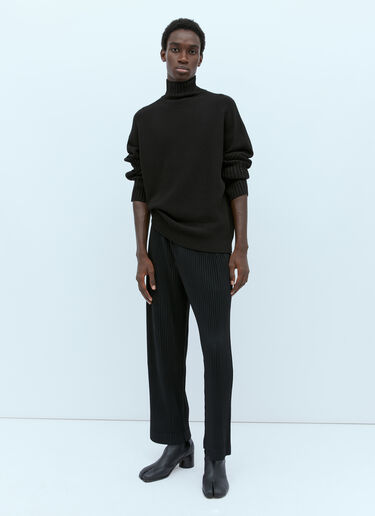 Homme Plissé Issey Miyake High Neck Rustic Knit Sweater Black hmp0154003