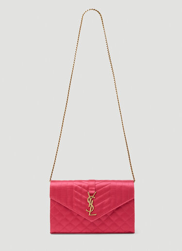Saint Laurent Matelassé Envelope Chain Wallet Pink sla0252064