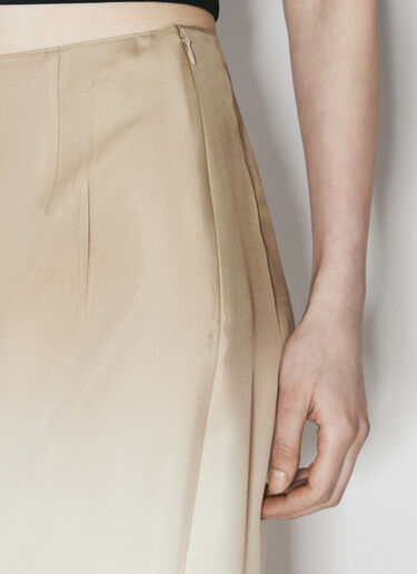 Prada Ombre Silk Midi Skirt Beige pra0256010