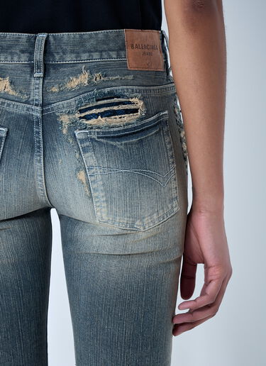 Balenciaga Cropped Distressed Denim Jeans Blue bal0263013