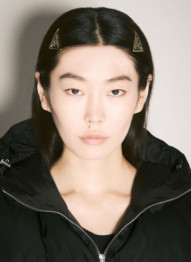 Prada 로고 플라크 헤어 핀 블랙 pra0258061