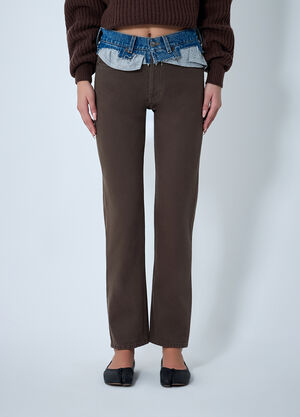 August Barron Contrast Waistband Jeans Brown all0262006