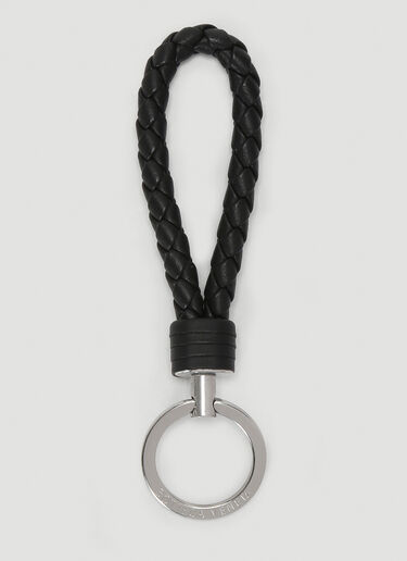 Bottega Veneta Woven Leather Keyring Black bov0239004