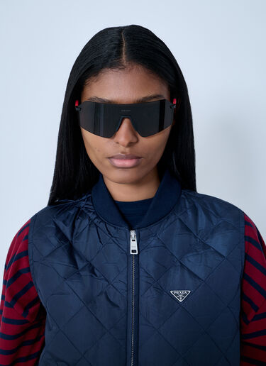 Shield Sunglasses Prada Linea Rossa Shield Sunglasses Black lpl0362002