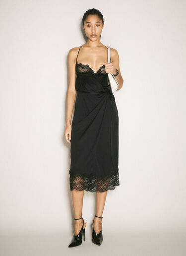 Saint Laurent Wrap Midi Dress Black sla0257011