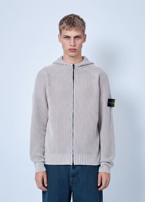 Stone Island Ribbed Knit Hoodie Beige sto0165048