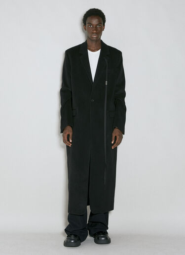 Ann Demeulemeester Straight Wool Tailored Coat Black ann0154002