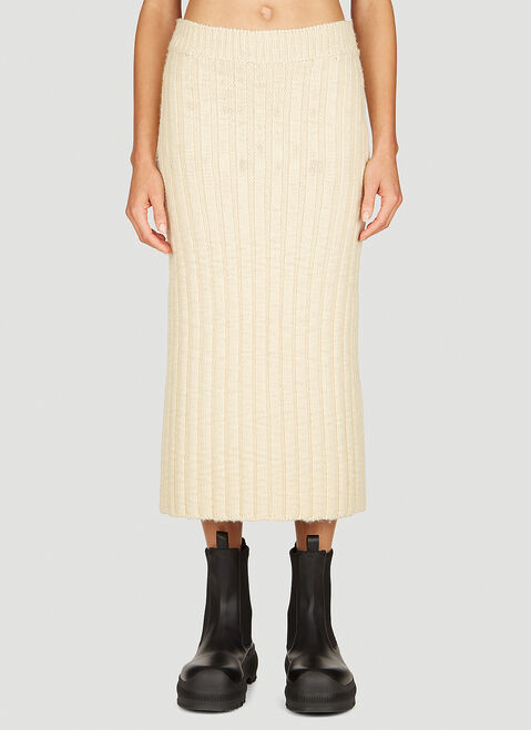 Jil Sander Wool Rib Midi Skirt Blue jil0249004