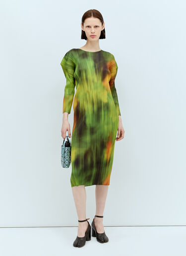 Pleats Please Issey Miyake Turnip & Spinach Midi Dress Green plp0256001