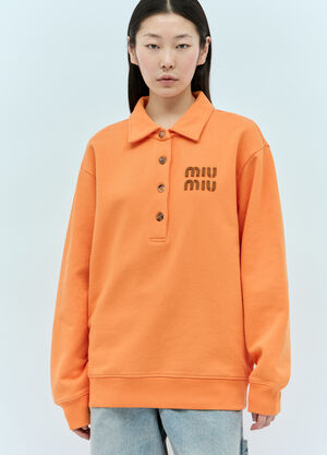 Miu Miu Logo Patch Polo Sweatshirt Green miu0256033