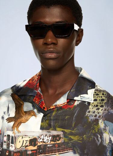 World Paint Viscose Bowling Shirt Off-White World Paint Viscose Bowling Shirt Blue ofw0162072