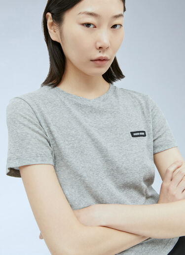 Miu Miu Logo Patch T-Shirt Grey miu0255007