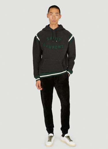 Embroidered Logo Hooded Sweatshirt Saint Laurent Embroidered Logo Hooded Sweatshirt Black sla0149002
